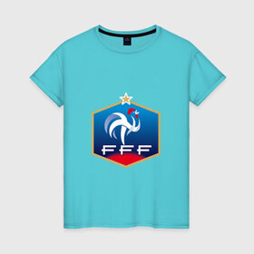 Женская футболка хлопок с принтом Сборная Франции в Санкт-Петербурге, 100% хлопок | прямой крой, круглый вырез горловины, длина до линии бедер, слегка спущенное плечо | сборная франции
france | франция | футбол