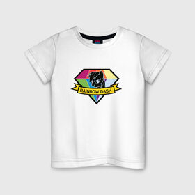 Детская футболка хлопок с принтом Rainbow Dash в Санкт-Петербурге, 100% хлопок | круглый вырез горловины, полуприлегающий силуэт, длина до линии бедер | Тематика изображения на принте: my little pony | rainbow dash | красивая картинка с rainbow dash.радуга | пони