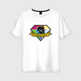 Женская футболка хлопок Oversize с принтом Rainbow Dash в Санкт-Петербурге, 100% хлопок | свободный крой, круглый ворот, спущенный рукав, длина до линии бедер
 | my little pony | rainbow dash | красивая картинка с rainbow dash.радуга | пони