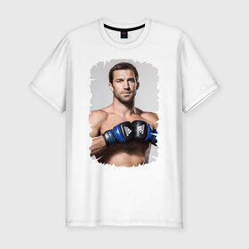 Мужская футболка премиум с принтом Luke Rockhold (MMA) в Санкт-Петербурге, 92% хлопок, 8% лайкра | приталенный силуэт, круглый вырез ворота, длина до линии бедра, короткий рукав | ufc