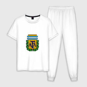 Мужская пижама хлопок с принтом Сборная Аргентины в Санкт-Петербурге, 100% хлопок | брюки и футболка прямого кроя, без карманов, на брюках мягкая резинка на поясе и по низу штанин
 | argentina | аргентина | сборная аргентина | футбол