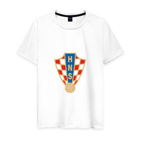 Мужская футболка хлопок с принтом Сборная Хорватии в Санкт-Петербурге, 100% хлопок | прямой крой, круглый вырез горловины, длина до линии бедер, слегка спущенное плечо. | сборная хорватиихорватия | футбол