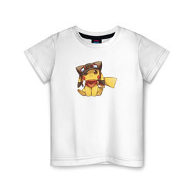 Детская футболка хлопок с принтом Пикачу в Санкт-Петербурге, 100% хлопок | круглый вырез горловины, полуприлегающий силуэт, длина до линии бедер | pokemons | покемоны