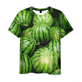 Мужская футболка 3D с принтом Арбузы в Санкт-Петербурге, 100% полиэфир | прямой крой, круглый вырез горловины, длина до линии бедер | Тематика изображения на принте: арбуз | еда | фрукт | ягода