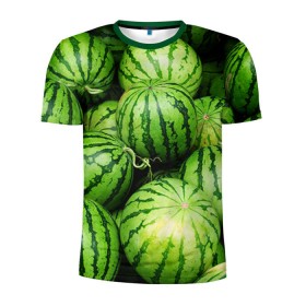 Мужская футболка 3D спортивная с принтом Арбузы в Санкт-Петербурге, 100% полиэстер с улучшенными характеристиками | приталенный силуэт, круглая горловина, широкие плечи, сужается к линии бедра | Тематика изображения на принте: арбуз | еда | фрукт | ягода