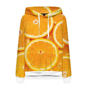 Женская толстовка 3D с принтом Апельсин в Санкт-Петербурге, 100% полиэстер  | двухслойный капюшон со шнурком для регулировки, мягкие манжеты на рукавах и по низу толстовки, спереди карман-кенгуру с мягким внутренним слоем. | апельсин | еда | лимон | фрукт
