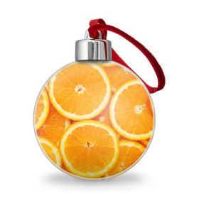 Ёлочный шар с принтом Апельсин в Санкт-Петербурге, Пластик | Диаметр: 77 мм | апельсин | еда | лимон | фрукт