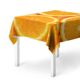 Скатерть 3D с принтом Апельсин в Санкт-Петербурге, 100% полиэстер (ткань не мнется и не растягивается) | Размер: 150*150 см | апельсин | еда | лимон | фрукт