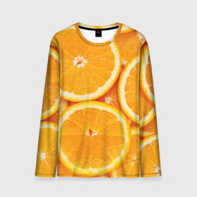 Мужской лонгслив 3D с принтом Апельсин в Санкт-Петербурге, 100% полиэстер | длинные рукава, круглый вырез горловины, полуприлегающий силуэт | апельсин | еда | лимон | фрукт