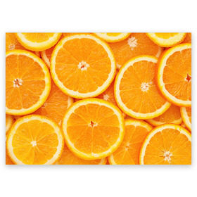 Поздравительная открытка с принтом Апельсин в Санкт-Петербурге, 100% бумага | плотность бумаги 280 г/м2, матовая, на обратной стороне линовка и место для марки
 | Тематика изображения на принте: апельсин | еда | лимон | фрукт