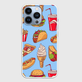 Чехол для iPhone 13 Pro с принтом Еда в Санкт-Петербурге,  |  | гамбургер | еда | пицца | фастфуд | фри