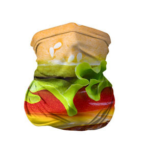 Бандана-труба 3D с принтом Гамбургер в Санкт-Петербурге, 100% полиэстер, ткань с особыми свойствами — Activecool | плотность 150‒180 г/м2; хорошо тянется, но сохраняет форму | бутерброд | гамбургер | еда | фастфуд | чизбургер