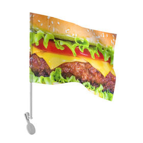Флаг для автомобиля с принтом Гамбургер в Санкт-Петербурге, 100% полиэстер | Размер: 30*21 см | бутерброд | гамбургер | еда | фастфуд | чизбургер