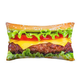 Подушка 3D антистресс с принтом Гамбургер в Санкт-Петербурге, наволочка — 100% полиэстер, наполнитель — вспененный полистирол | состоит из подушки и наволочки на молнии | Тематика изображения на принте: бутерброд | гамбургер | еда | фастфуд | чизбургер