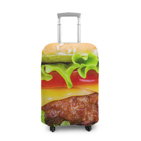 Чехол для чемодана 3D с принтом Гамбургер в Санкт-Петербурге, 86% полиэфир, 14% спандекс | двустороннее нанесение принта, прорези для ручек и колес | бутерброд | гамбургер | еда | фастфуд | чизбургер