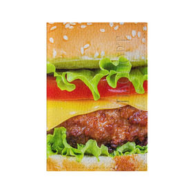 Обложка для паспорта матовая кожа с принтом Гамбургер в Санкт-Петербурге, натуральная матовая кожа | размер 19,3 х 13,7 см; прозрачные пластиковые крепления | бутерброд | гамбургер | еда | фастфуд | чизбургер