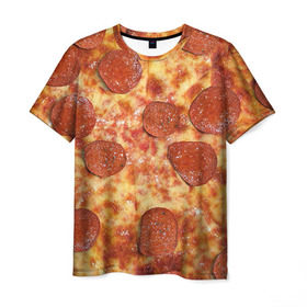 Мужская футболка 3D с принтом Пицца в Санкт-Петербурге, 100% полиэфир | прямой крой, круглый вырез горловины, длина до линии бедер | pizza | еда | пицца | фастфуд