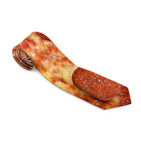 Галстук 3D с принтом Пицца в Санкт-Петербурге, 100% полиэстер | Длина 148 см; Плотность 150-180 г/м2 | Тематика изображения на принте: pizza | еда | пицца | фастфуд
