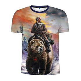 Мужская футболка 3D спортивная с принтом Медведь в Санкт-Петербурге, 100% полиэстер с улучшенными характеристиками | приталенный силуэт, круглая горловина, широкие плечи, сужается к линии бедра | лес | медведь | мишка | патриот | россия | я русский