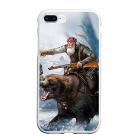 Чехол для iPhone 7Plus/8 Plus матовый с принтом Медведь в Санкт-Петербурге, Силикон | Область печати: задняя сторона чехла, без боковых панелей | медведь | мишка | патриот | россия | я русский