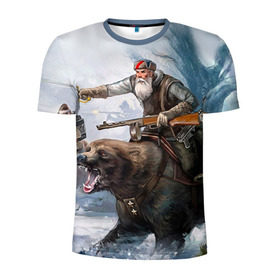 Мужская футболка 3D спортивная с принтом Медведь в Санкт-Петербурге, 100% полиэстер с улучшенными характеристиками | приталенный силуэт, круглая горловина, широкие плечи, сужается к линии бедра | медведь | мишка | патриот | россия | я русский