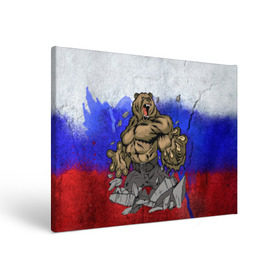 Холст прямоугольный с принтом Медведь в Санкт-Петербурге, 100% ПВХ |  | флаг россии