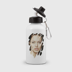 Бутылка спортивная с принтом Анджелина Джоли в Санкт-Петербурге, металл | емкость — 500 мл, в комплекте две пластиковые крышки и карабин для крепления | angelina jolie | hollywood | анджелина джоли | голливуд | кинозвезда