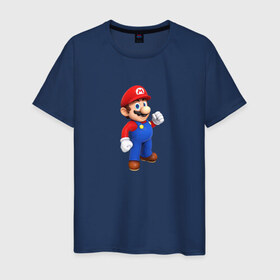 Мужская футболка хлопок с принтом Марио в Санкт-Петербурге, 100% хлопок | прямой крой, круглый вырез горловины, длина до линии бедер, слегка спущенное плечо. | 