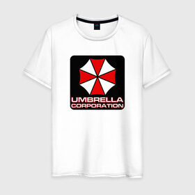 Мужская футболка хлопок с принтом UMBRELLA в Санкт-Петербурге, 100% хлопок | прямой крой, круглый вырез горловины, длина до линии бедер, слегка спущенное плечо. | амбрелла | обитель зла