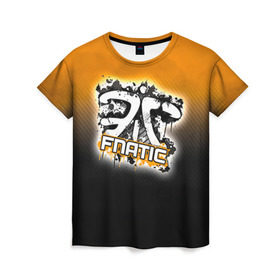 Женская футболка 3D с принтом Fnatic team в Санкт-Петербурге, 100% полиэфир ( синтетическое хлопкоподобное полотно) | прямой крой, круглый вырез горловины, длина до линии бедер | fnatic