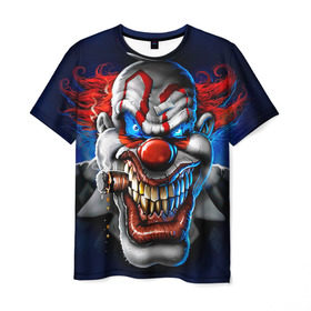 Мужская футболка 3D с принтом Клоун в Санкт-Петербурге, 100% полиэфир | прямой крой, круглый вырез горловины, длина до линии бедер | halloween | злодей | злой | клоун | монстр | хэлоуин