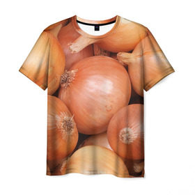 Мужская футболка 3D с принтом Лук-лучок в Санкт-Петербурге, 100% полиэфир | прямой крой, круглый вырез горловины, длина до линии бедер | золотая | лук | луковица | лучок | опарин | ургант | эхлуклучок