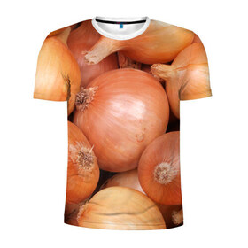 Мужская футболка 3D спортивная с принтом Лук-лучок в Санкт-Петербурге, 100% полиэстер с улучшенными характеристиками | приталенный силуэт, круглая горловина, широкие плечи, сужается к линии бедра | золотая | лук | луковица | лучок | опарин | ургант | эхлуклучок
