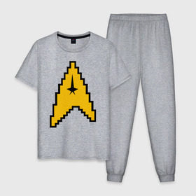 Мужская пижама хлопок с принтом Star Trek 8 bit в Санкт-Петербурге, 100% хлопок | брюки и футболка прямого кроя, без карманов, на брюках мягкая резинка на поясе и по низу штанин
 | star trek 8 bit звездный путь пиксели