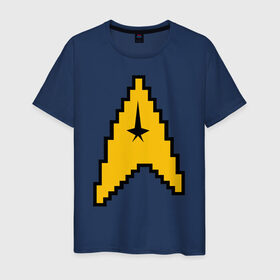 Мужская футболка хлопок с принтом Star Trek 8 bit в Санкт-Петербурге, 100% хлопок | прямой крой, круглый вырез горловины, длина до линии бедер, слегка спущенное плечо. | star trek 8 bit звездный путь пиксели
