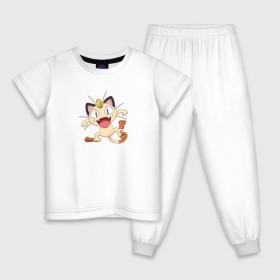 Детская пижама хлопок с принтом Pokemon в Санкт-Петербурге, 100% хлопок |  брюки и футболка прямого кроя, без карманов, на брюках мягкая резинка на поясе и по низу штанин
 | kat | pokemon | анимэ | кот | мяут | покемон