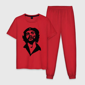 Мужская пижама хлопок с принтом Че Гевара в Санкт-Петербурге, 100% хлопок | брюки и футболка прямого кроя, без карманов, на брюках мягкая резинка на поясе и по низу штанин
 | che | cuba | гевара | куба | латиноамериканский революционер | че | чегевара