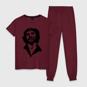 Женская пижама хлопок с принтом Че Гевара в Санкт-Петербурге, 100% хлопок | брюки и футболка прямого кроя, без карманов, на брюках мягкая резинка на поясе и по низу штанин | che | cuba | гевара | куба | латиноамериканский революционер | че | чегевара
