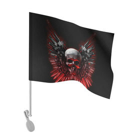Флаг для автомобиля с принтом Череп с оружием в Санкт-Петербурге, 100% полиэстер | Размер: 30*21 см | skull | skulls | неудержимые | череп | черепа