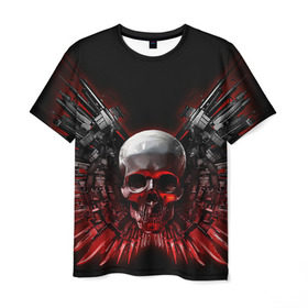Мужская футболка 3D с принтом Череп с оружием в Санкт-Петербурге, 100% полиэфир | прямой крой, круглый вырез горловины, длина до линии бедер | Тематика изображения на принте: skull | skulls | неудержимые | череп | черепа