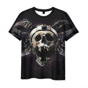 Мужская футболка 3D с принтом Череп с рогами в Санкт-Петербурге, 100% полиэфир | прямой крой, круглый вырез горловины, длина до линии бедер | skull | skulls | череп | черепа