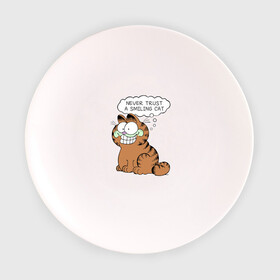 Тарелка с принтом Garfield Smiling Cat в Санкт-Петербурге, фарфор | диаметр - 210 мм
диаметр для нанесения принта - 120 мм | Тематика изображения на принте: garfield smiling cat гарфилд кот