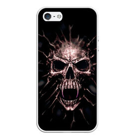 Чехол для Apple iPhone 5/5S силиконовый с принтом Scary skull в Санкт-Петербурге, Силикон | Область печати: задняя сторона чехла, без боковых панелей | Тематика изображения на принте: skull | skulls | череп | черепа