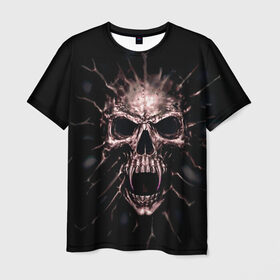 Мужская футболка 3D с принтом Scary skull в Санкт-Петербурге, 100% полиэфир | прямой крой, круглый вырез горловины, длина до линии бедер | Тематика изображения на принте: skull | skulls | череп | черепа