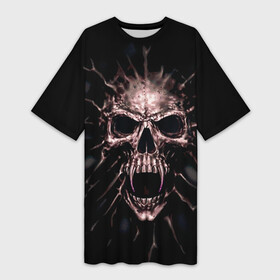 Платье-футболка 3D с принтом Scary skull в Санкт-Петербурге,  |  | skull | skulls | череп | черепа