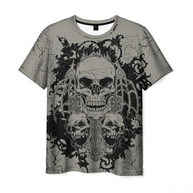 Мужская футболка 3D с принтом Skulls в Санкт-Петербурге, 100% полиэфир | прямой крой, круглый вырез горловины, длина до линии бедер | skull | skulls | череп | черепа