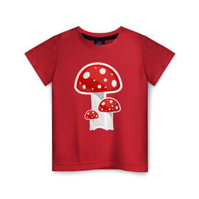 Детская футболка хлопок с принтом Грибы в Санкт-Петербурге, 100% хлопок | круглый вырез горловины, полуприлегающий силуэт, длина до линии бедер | mushrooms | грибы