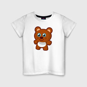 Детская футболка хлопок с принтом Мишка в Санкт-Петербурге, 100% хлопок | круглый вырез горловины, полуприлегающий силуэт, длина до линии бедер | Тематика изображения на принте: медведь | милый мишкамилый | рисунок