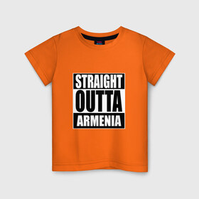 Детская футболка хлопок с принтом Прямиком из Армении в Санкт-Петербурге, 100% хлопок | круглый вырез горловины, полуприлегающий силуэт, длина до линии бедер | a | armenia | out | outta | straight | армения | армянин