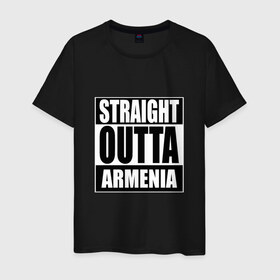 Мужская футболка хлопок с принтом Прямиком из Армении в Санкт-Петербурге, 100% хлопок | прямой крой, круглый вырез горловины, длина до линии бедер, слегка спущенное плечо. | a | armenia | out | outta | straight | армения | армянин